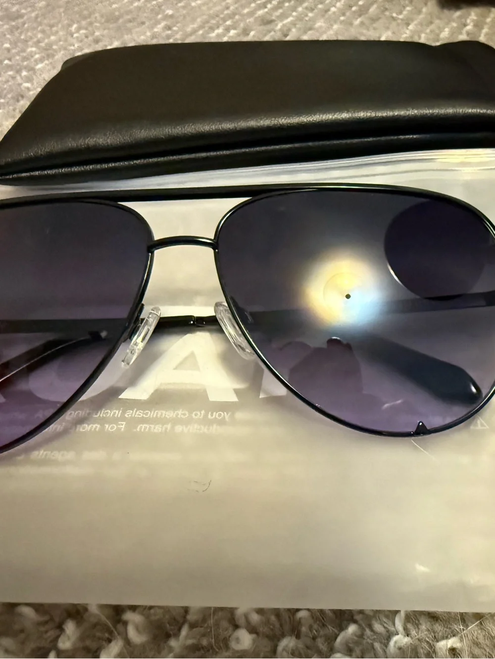 QUAY High Key Extra Large Sunglasses Black Purple Aviator w/ Case